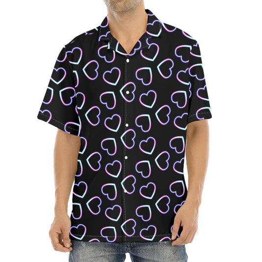Lights Heart Pattern Print Aloha Shirt