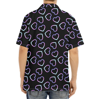 Lights Heart Pattern Print Aloha Shirt