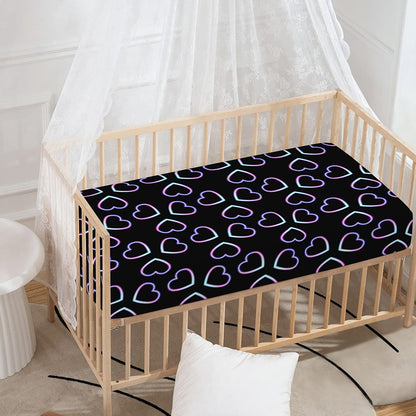 Lights Heart Pattern Print Baby Crib Sheet