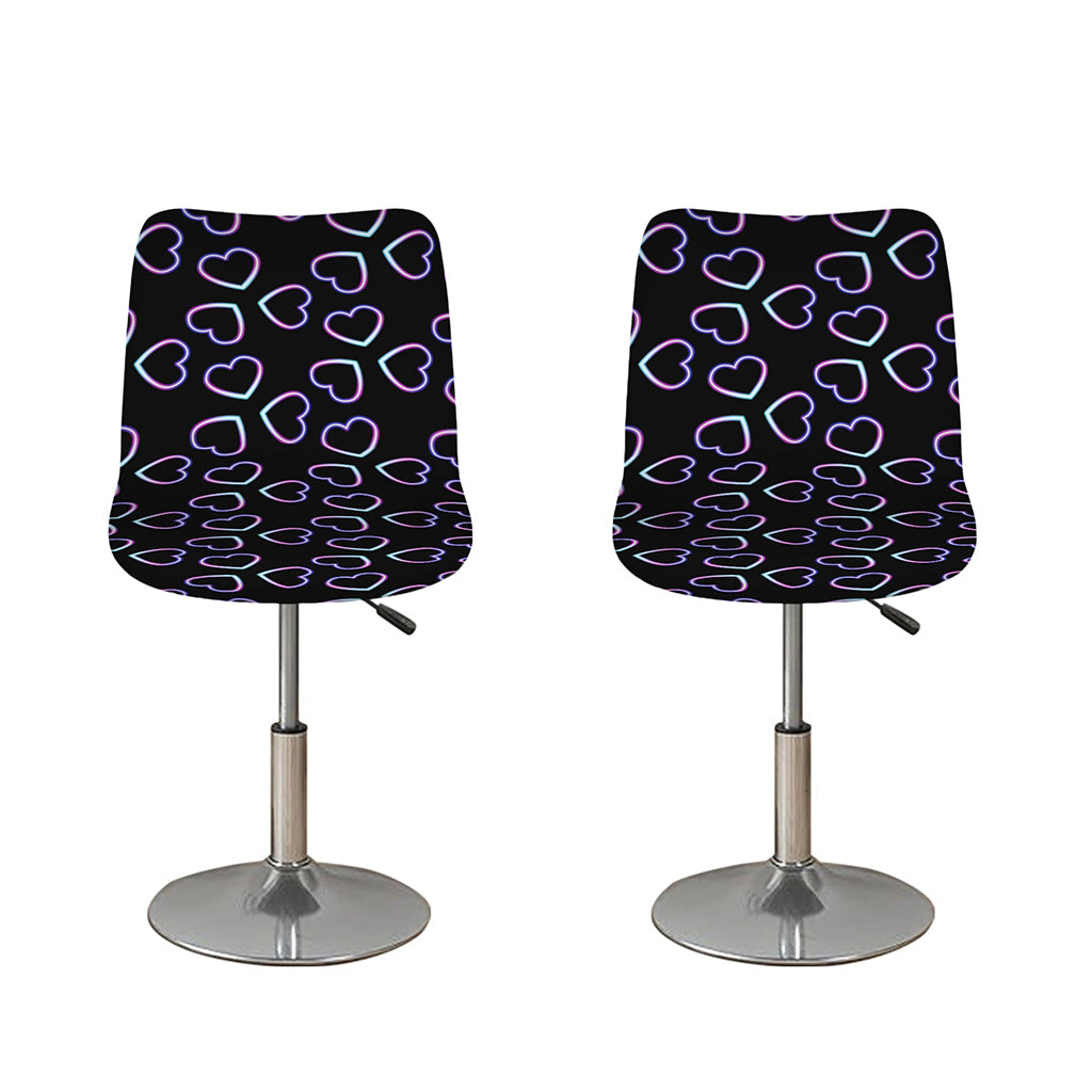 Lights Heart Pattern Print Bar Stool Covers