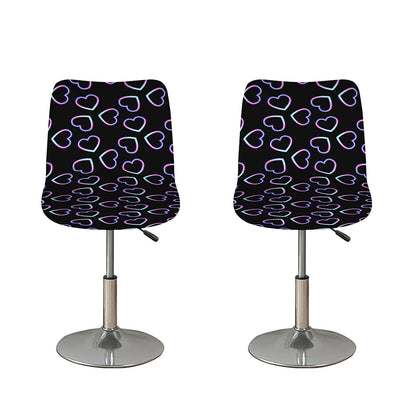 Lights Heart Pattern Print Bar Stool Covers