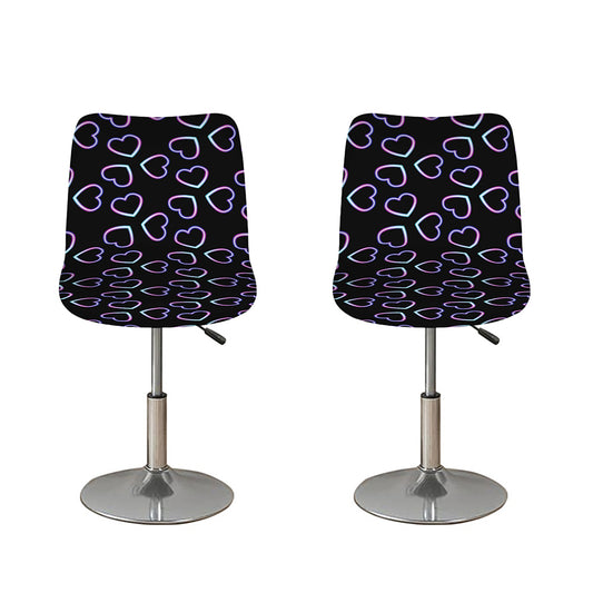 Lights Heart Pattern Print Bar Stool Covers