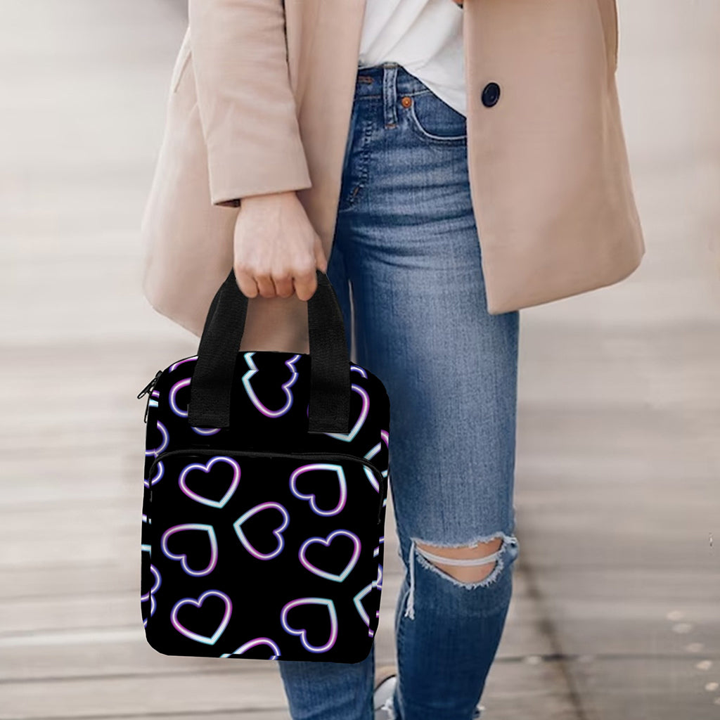 Lights Heart Pattern Print Bible Tote Bag