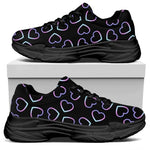 Lights Heart Pattern Print Black Chunky Shoes