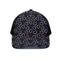 Lights Heart Pattern Print Black Mesh Trucker Hat