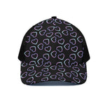 Lights Heart Pattern Print Black Mesh Trucker Cap