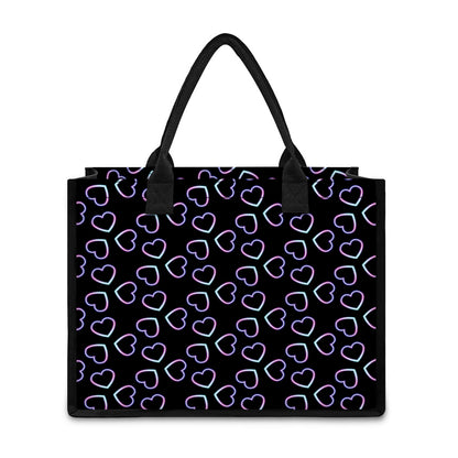 Lights Heart Pattern Print Canvas Tote Bag