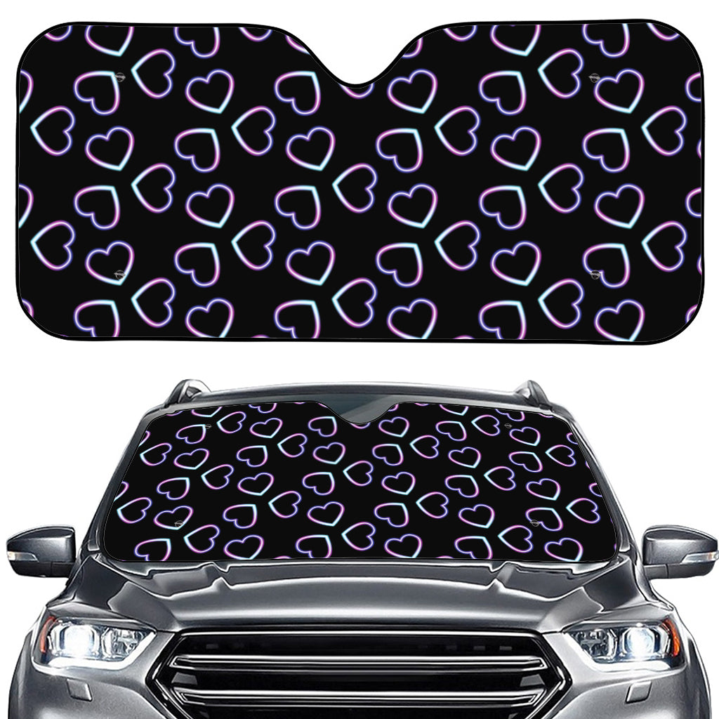 Lights Heart Pattern Print Car Windshield Sun Shade