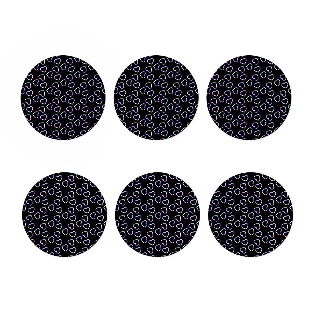 Lights Heart Pattern Print Coaster Set