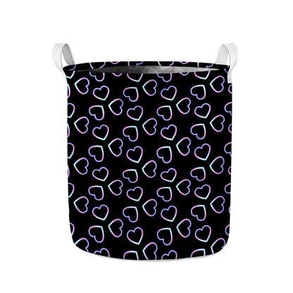 Lights Heart Pattern Print Collapsible Laundry Basket