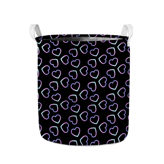 Lights Heart Pattern Print Collapsible Laundry Basket