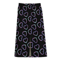 Lights Heart Pattern Print Cotton Front Slit Maxi Skirt