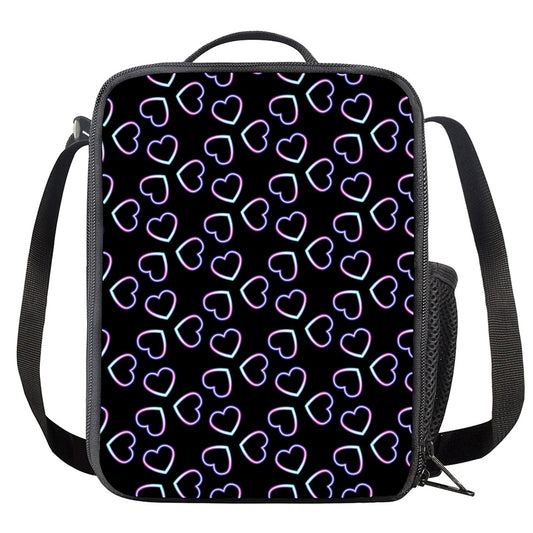 Lights Heart Pattern Print Crossbody Lunch Bag