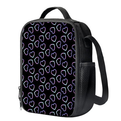 Lights Heart Pattern Print Crossbody Lunch Bag