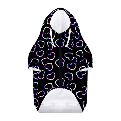 Lights Heart Pattern Print Dog Zip Up Hoodie
