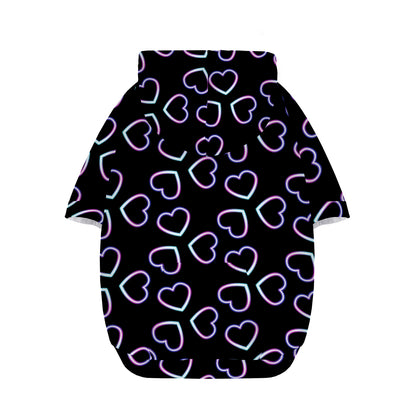 Lights Heart Pattern Print Dog Zip Up Hoodie