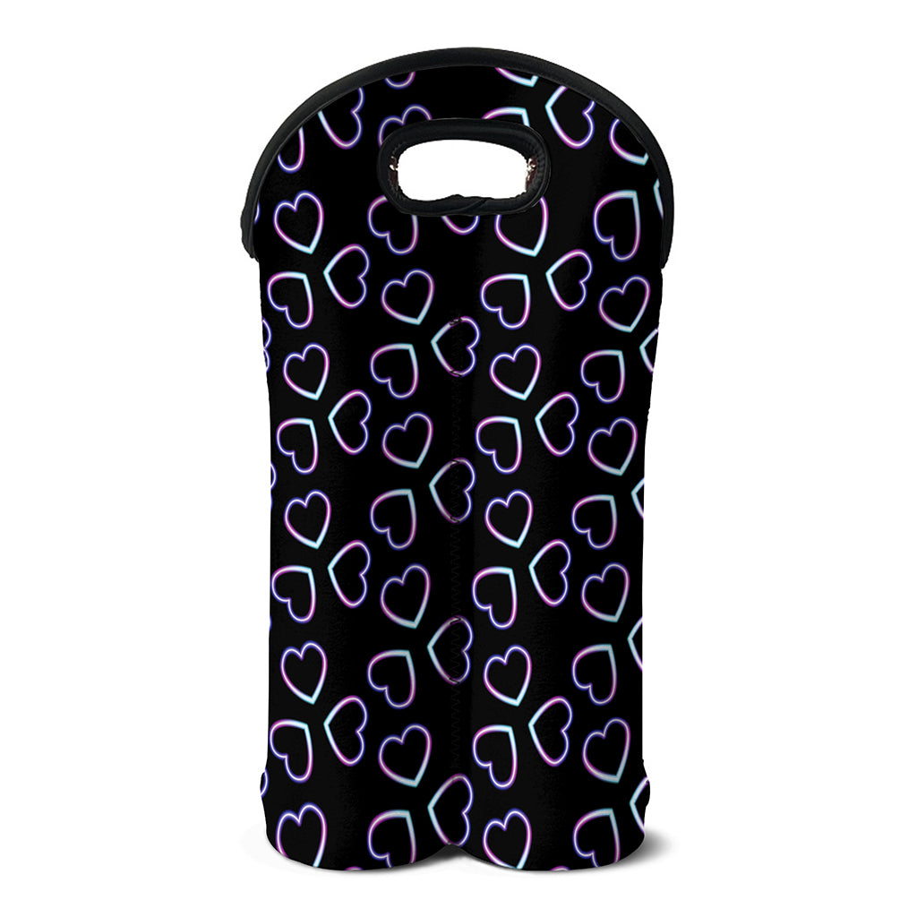 Lights Heart Pattern Print Double Neoprene Wine Tote