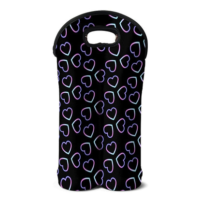 Lights Heart Pattern Print Double Neoprene Wine Tote