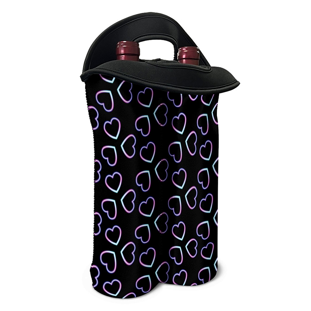 Lights Heart Pattern Print Double Neoprene Wine Tote
