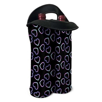 Lights Heart Pattern Print Double Neoprene Wine Tote