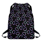 Lights Heart Pattern Print Drawstring Backpack