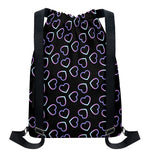 Lights Heart Pattern Print Drawstring Backpack