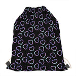 Lights Heart Pattern Print Drawstring Bag