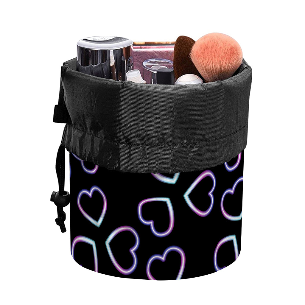 Lights Heart Pattern Print Drawstring Makeup Bag