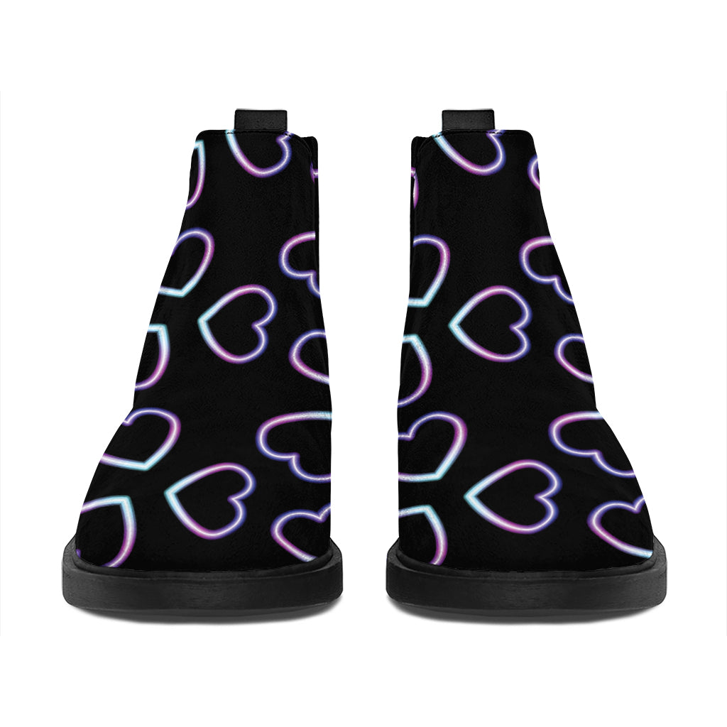 Lights Heart Pattern Print Flat Ankle Boots