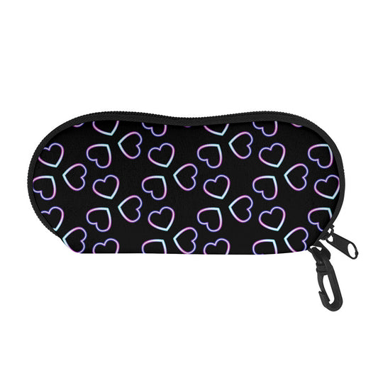 Lights Heart Pattern Print Glasses Case