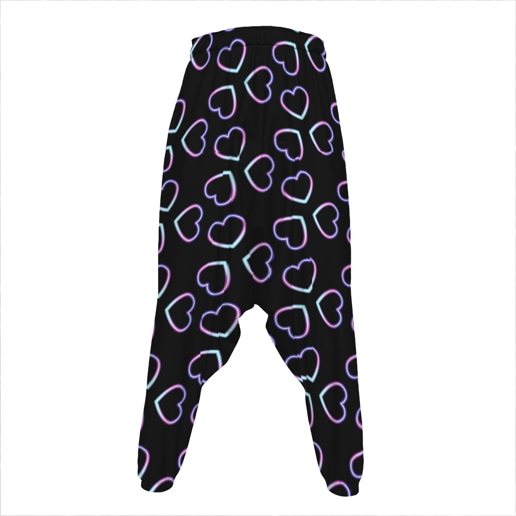 Lights Heart Pattern Print Hammer Pants