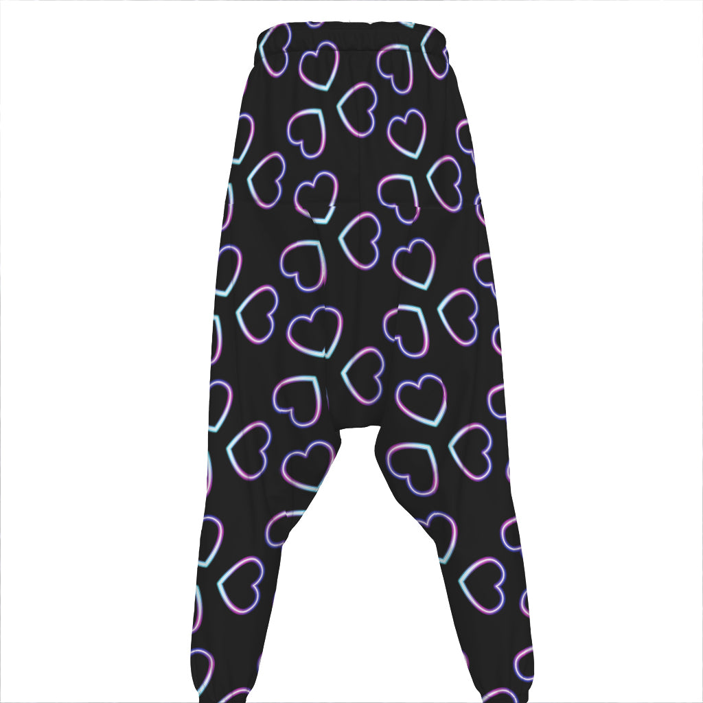 Lights Heart Pattern Print Hammer Pants