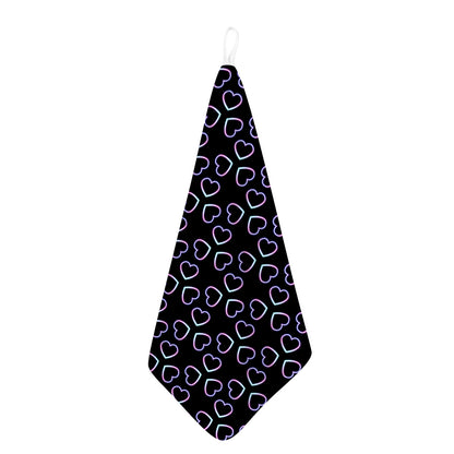 Lights Heart Pattern Print Hand Towel