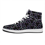 Lights Heart Pattern Print High Top Leather Sneakers