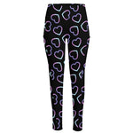 Lights Heart Pattern Print High-Waisted Pocket Leggings