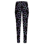 Lights Heart Pattern Print High-Waisted Pocket Leggings
