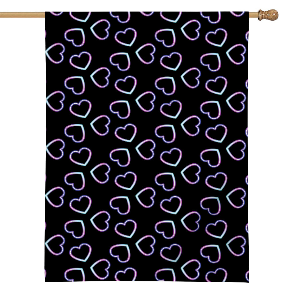 Lights Heart Pattern Print House Flag