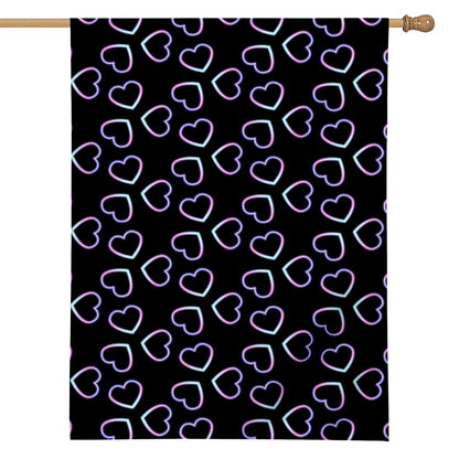 Lights Heart Pattern Print House Flag