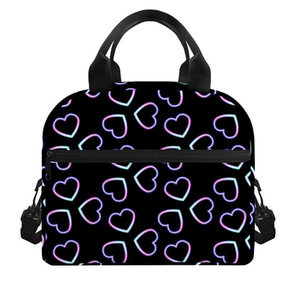 Lights Heart Pattern Print Insulated Lunch Bag