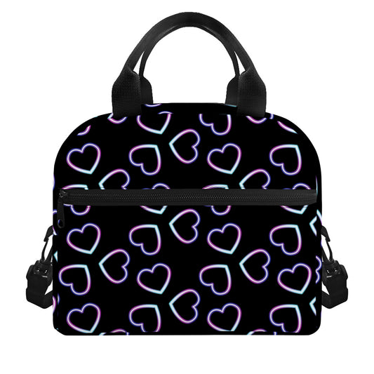 Lights Heart Pattern Print Insulated Lunch Bag