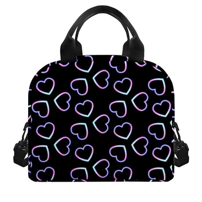 Lights Heart Pattern Print Insulated Lunch Bag