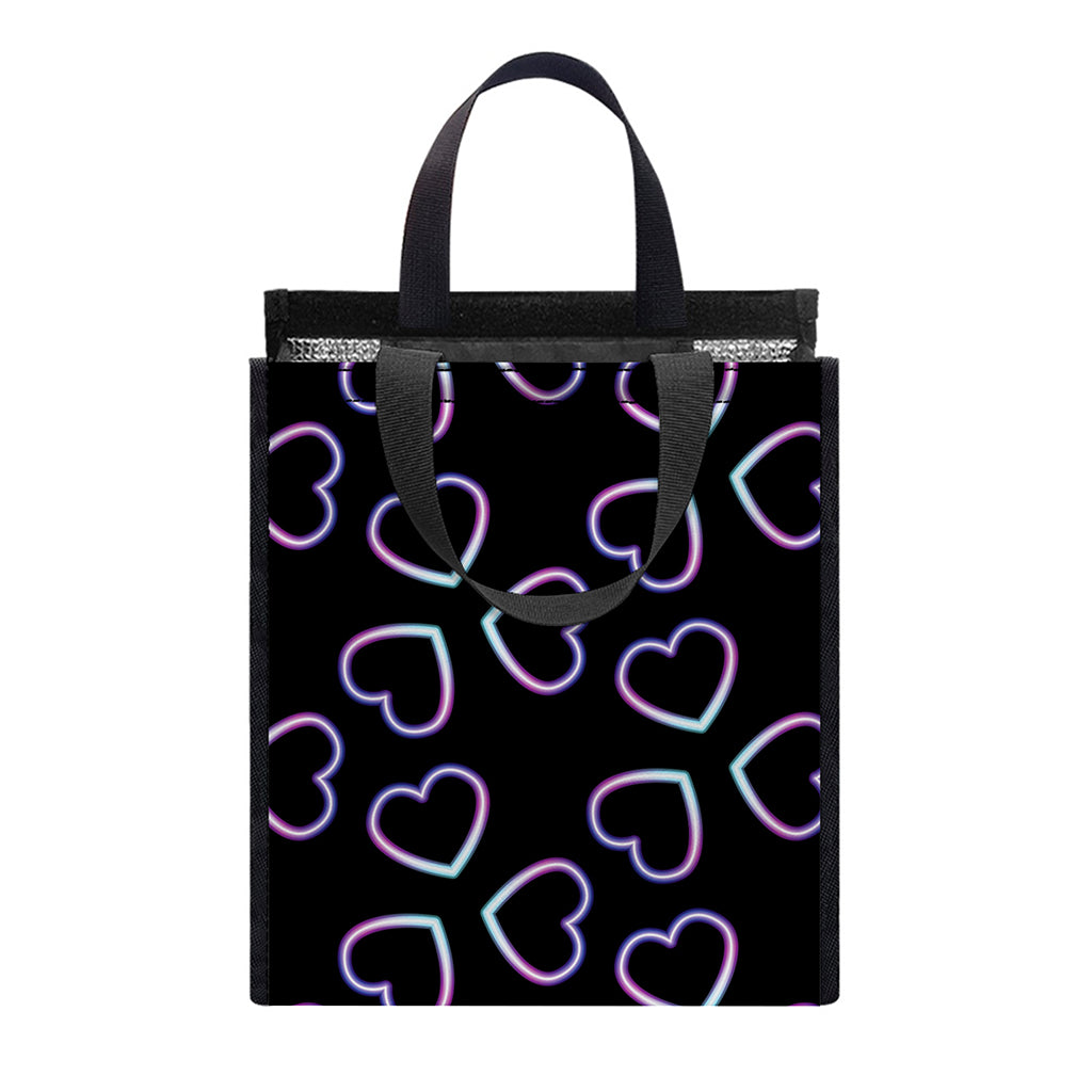 Lights Heart Pattern Print Insulated Lunch Tote
