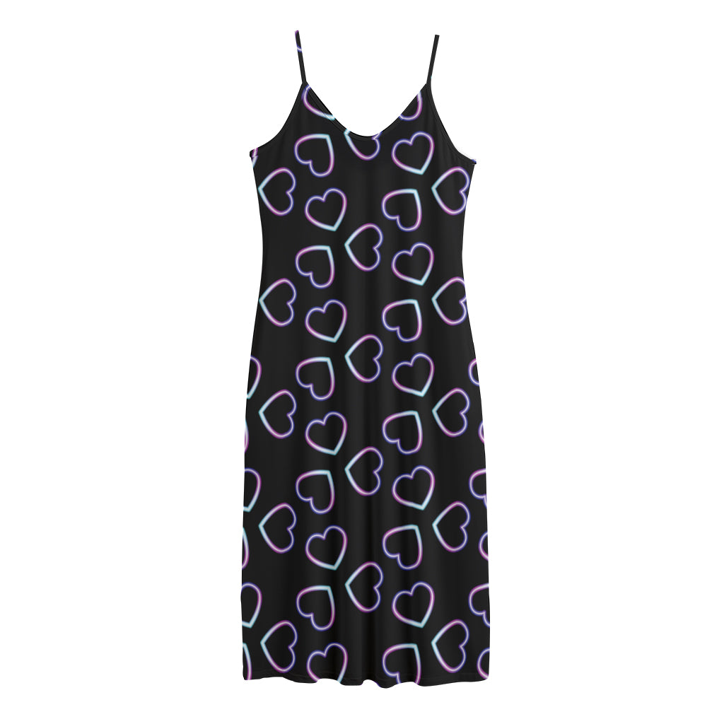 Lights Heart Pattern Print Jersey Midi Cami Dress