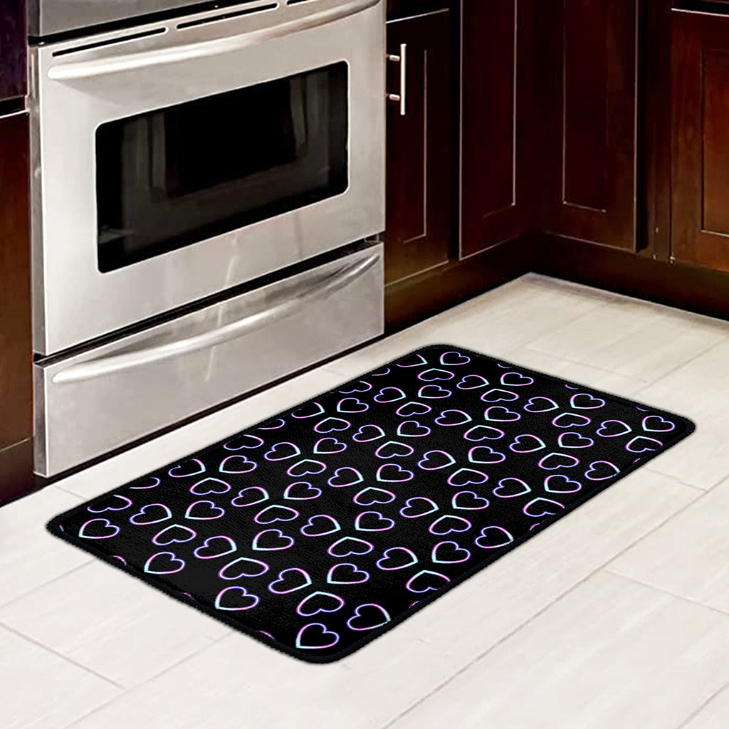 Lights Heart Pattern Print Kitchen Mat