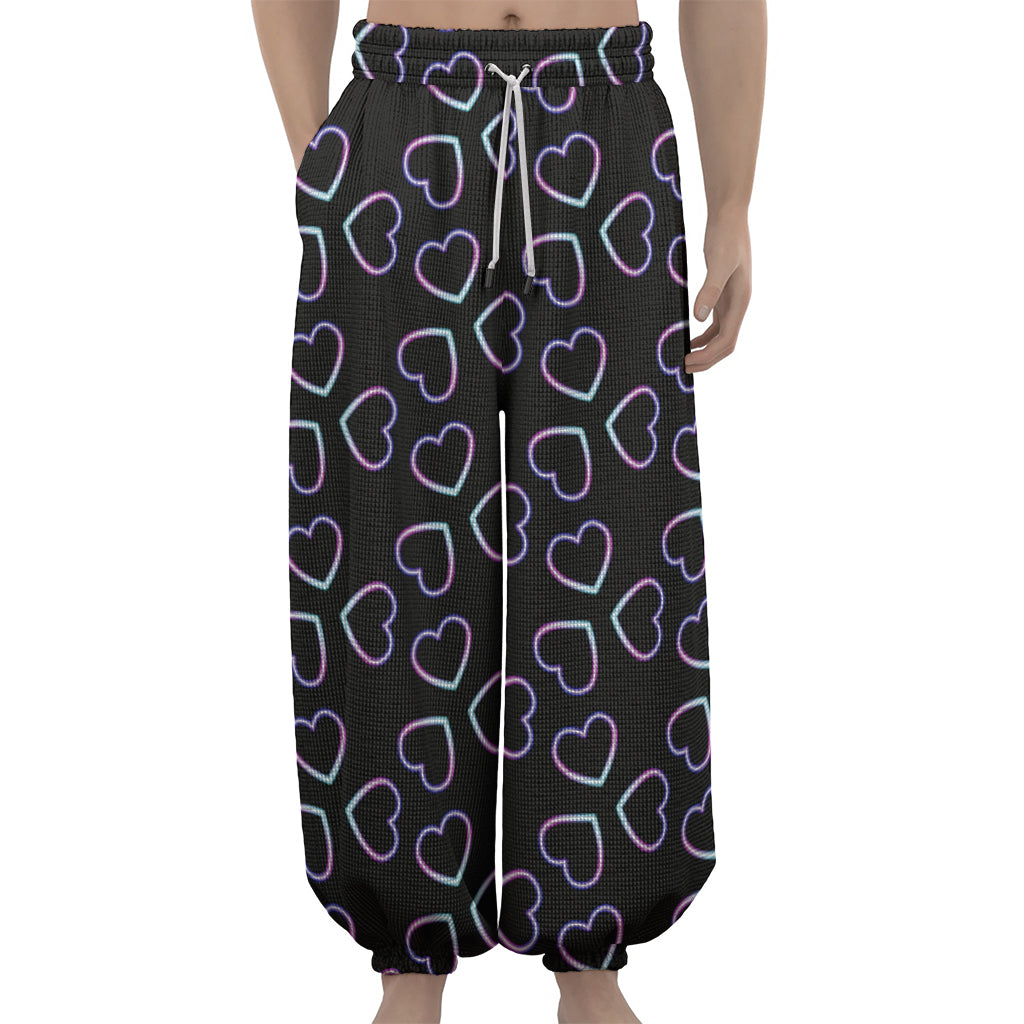 Lights Heart Pattern Print Lantern Pants