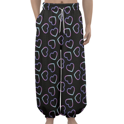 Lights Heart Pattern Print Lantern Pants