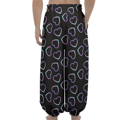 Lights Heart Pattern Print Lantern Pants