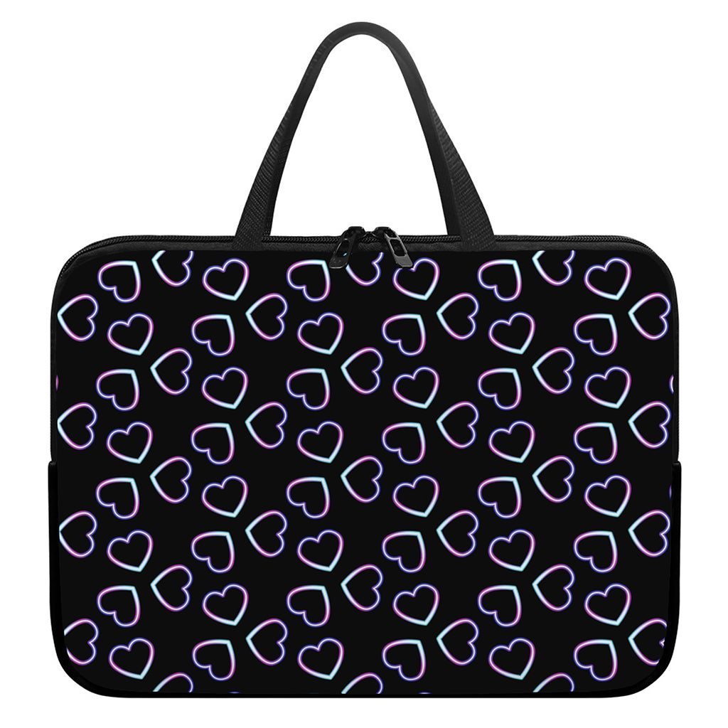 Lights Heart Pattern Print Laptop Sleeve With Handle