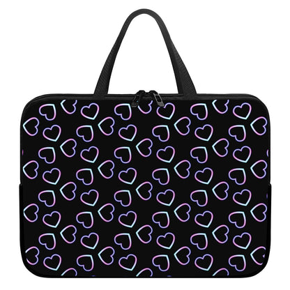 Lights Heart Pattern Print Laptop Sleeve With Handle