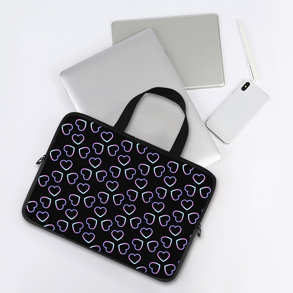 Lights Heart Pattern Print Laptop Sleeve With Handle